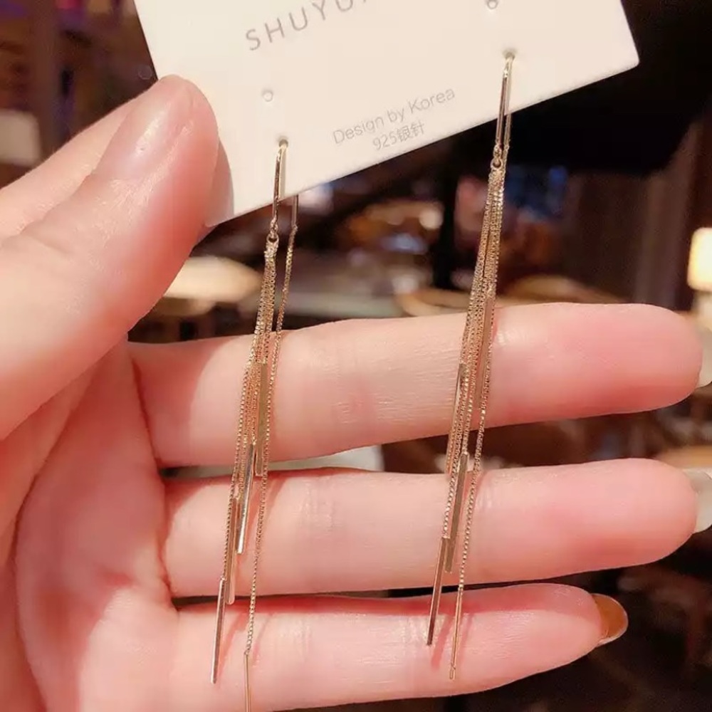 New 18k gold plated tassel earrings